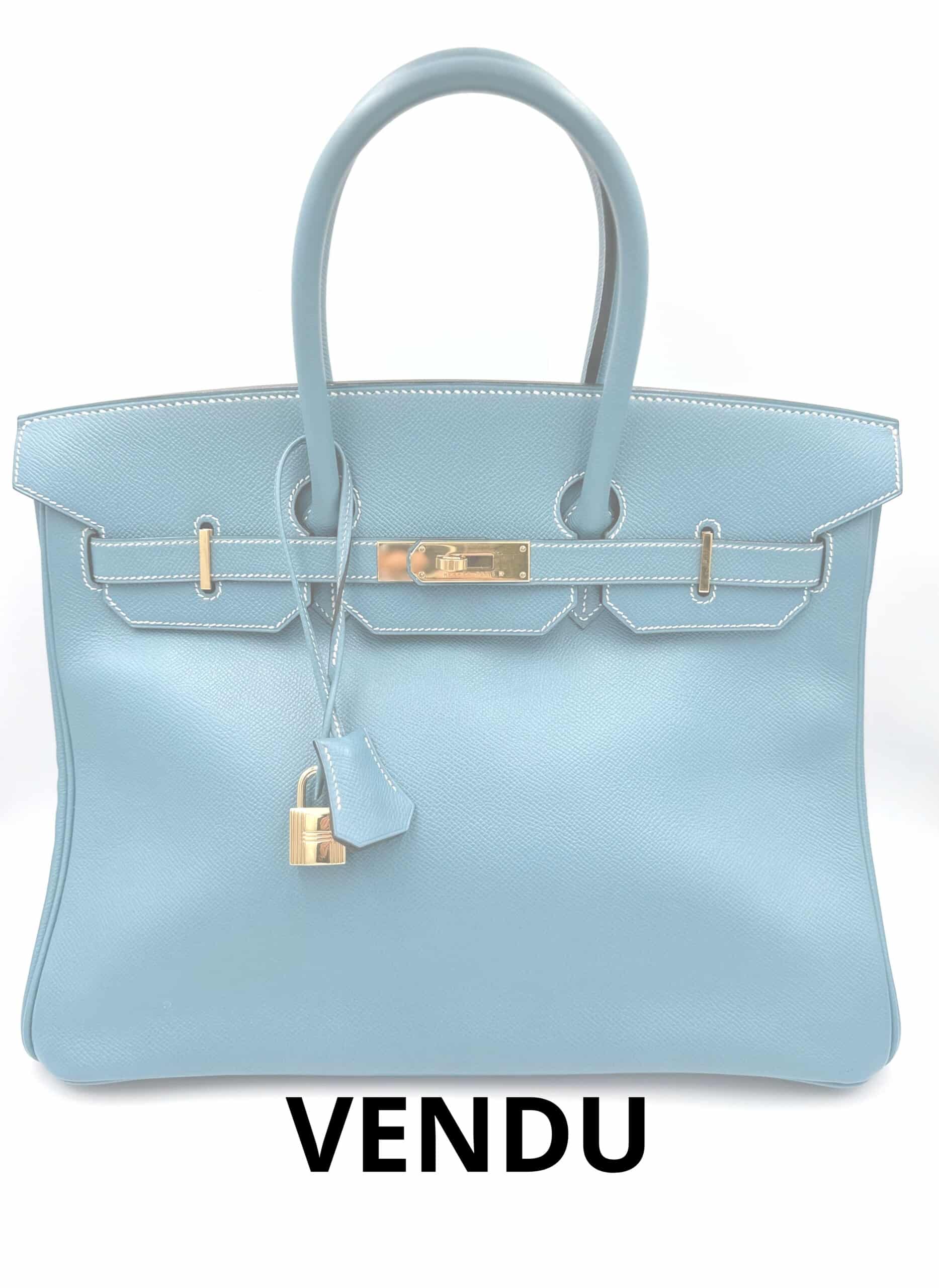 Sac Birkin 35 en cuir bleu