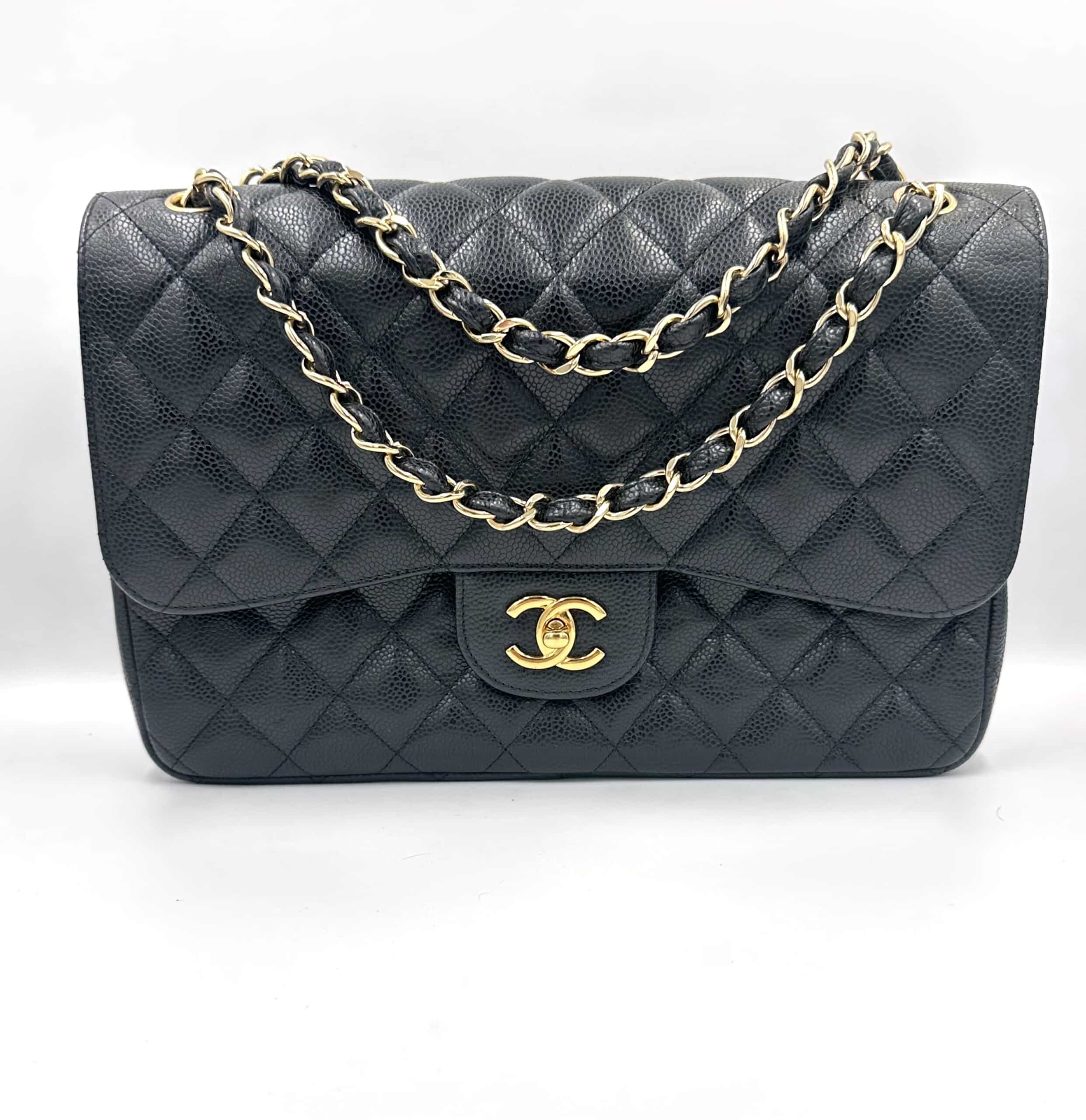 Sac Timeless / Classique jumbo en cuir grainé noir