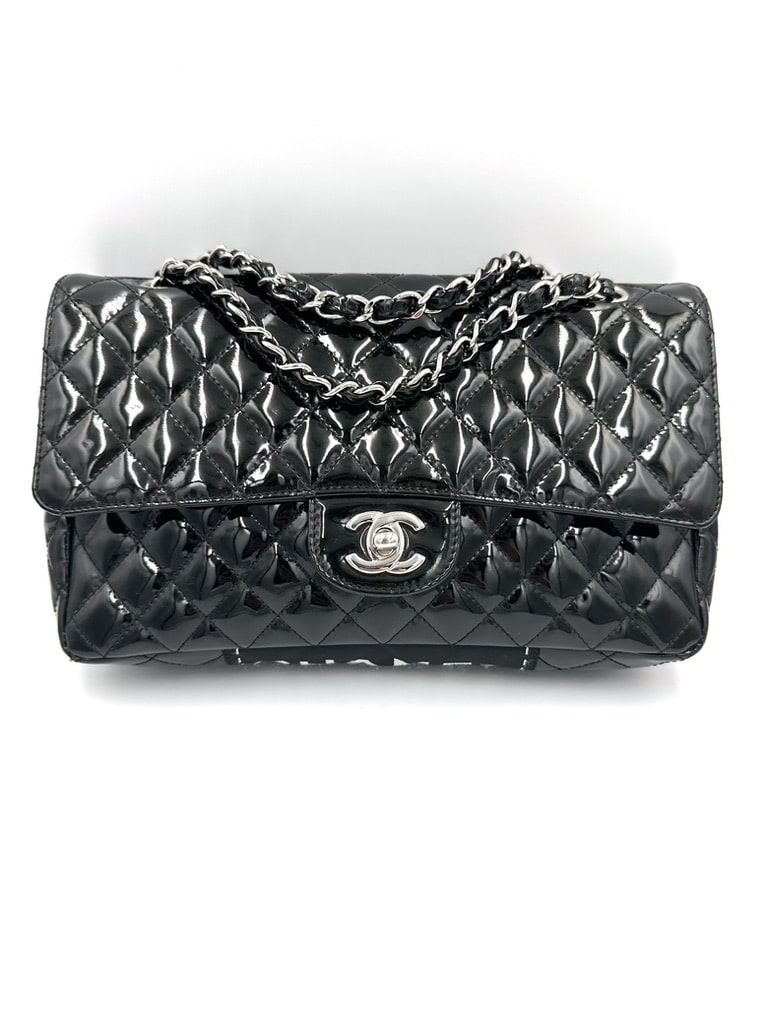 Sac Timeless / Classique medium en cuir vernis noir Limited edition