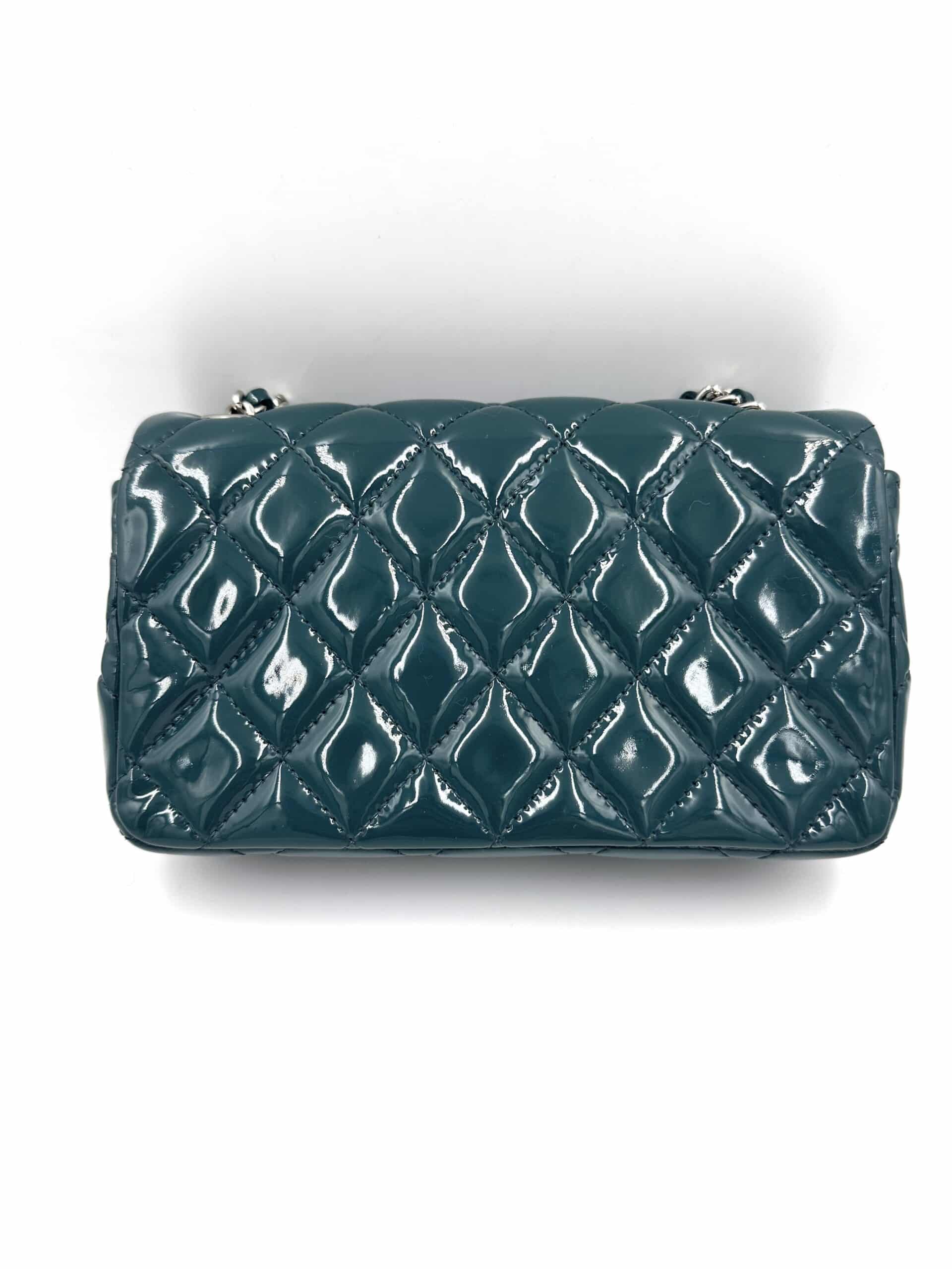 Sac mini Timeless / Classique en cuir verni bleu canard - Image 10