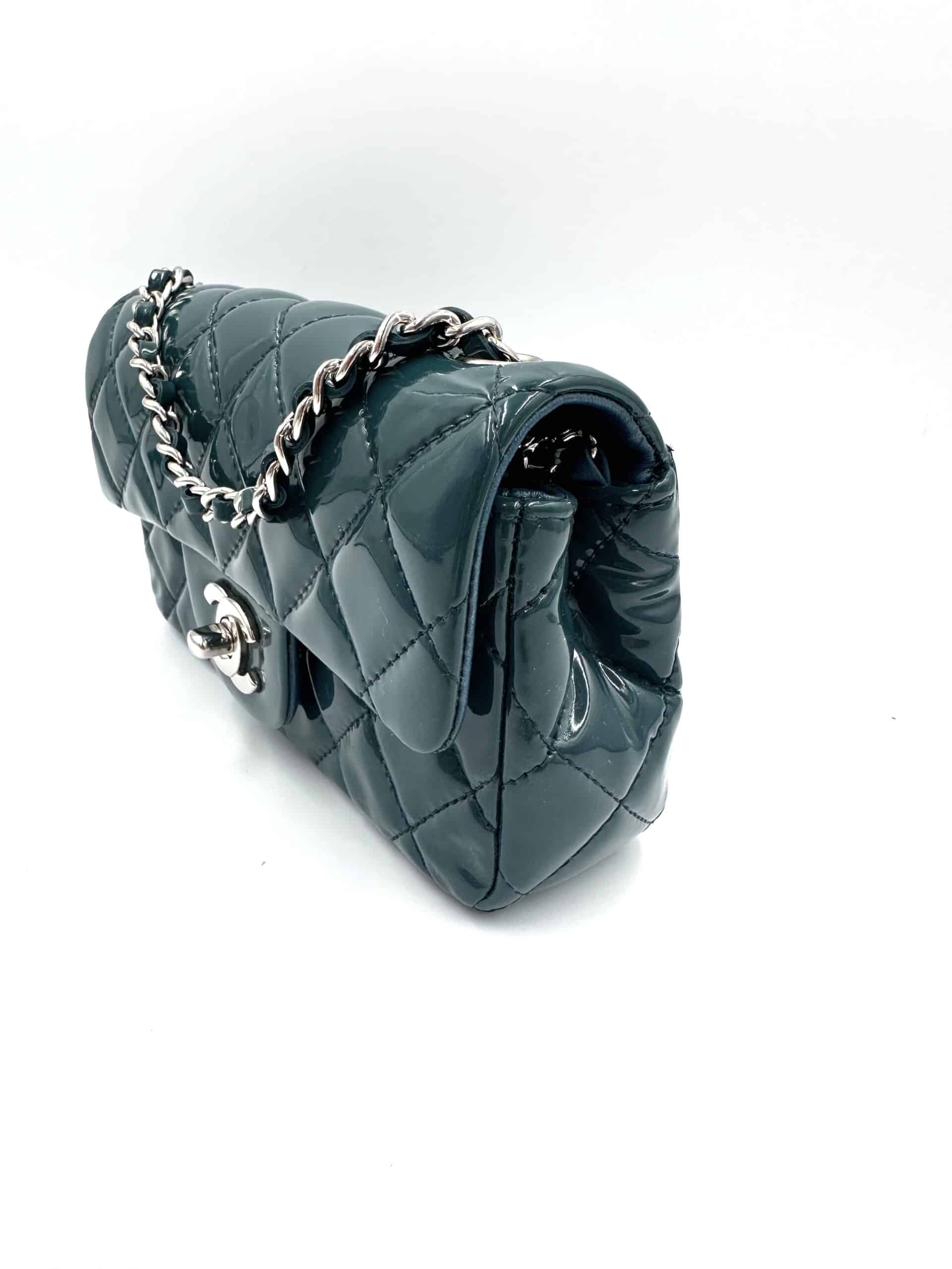 Sac mini Timeless / Classique en cuir verni bleu canard - Image 8
