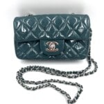 Sac mini Timeless / Classique en cuir verni bleu canard - Thumbnail Image 2