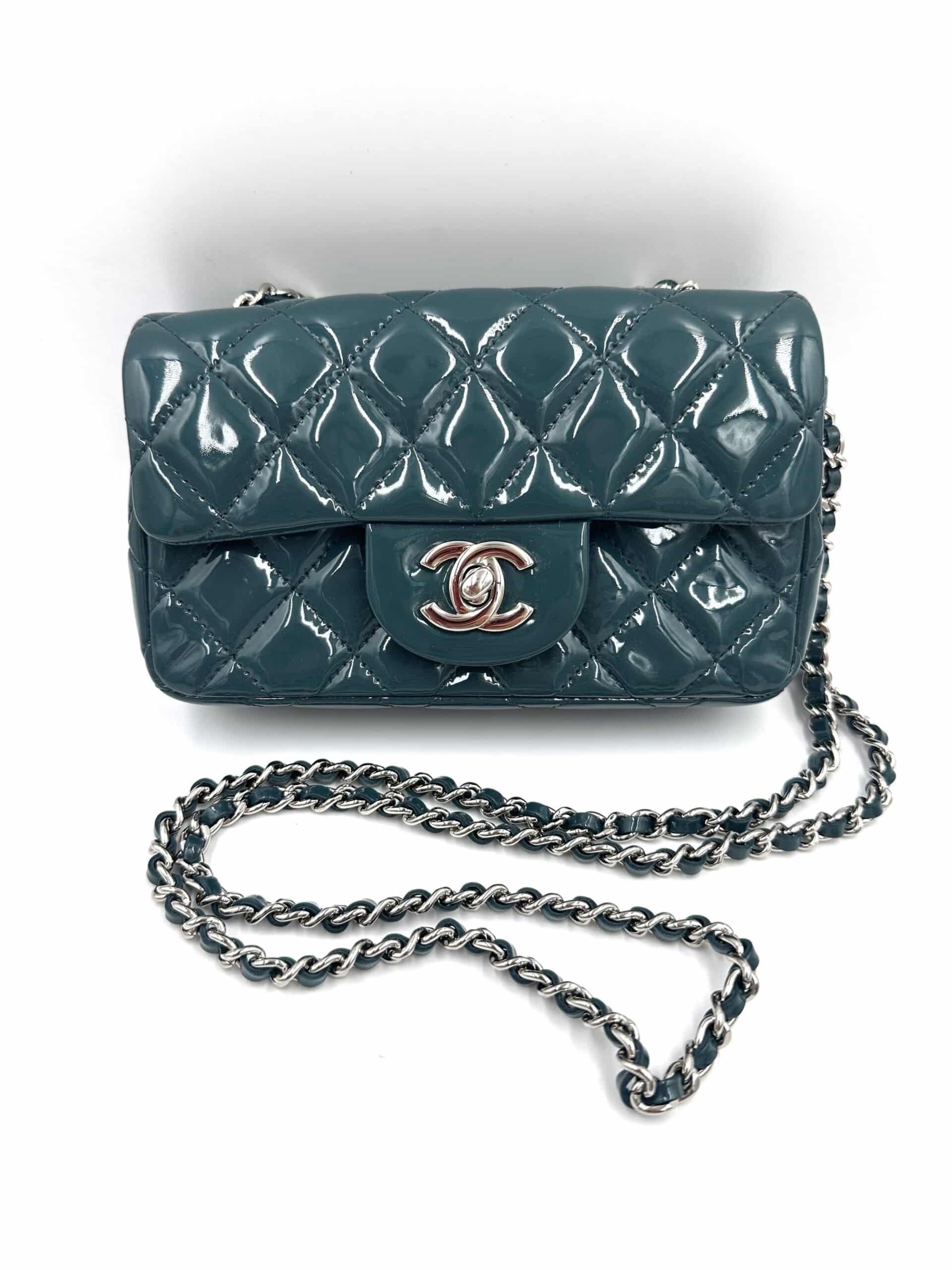 Sac mini Timeless / Classique en cuir verni bleu canard - Image 2