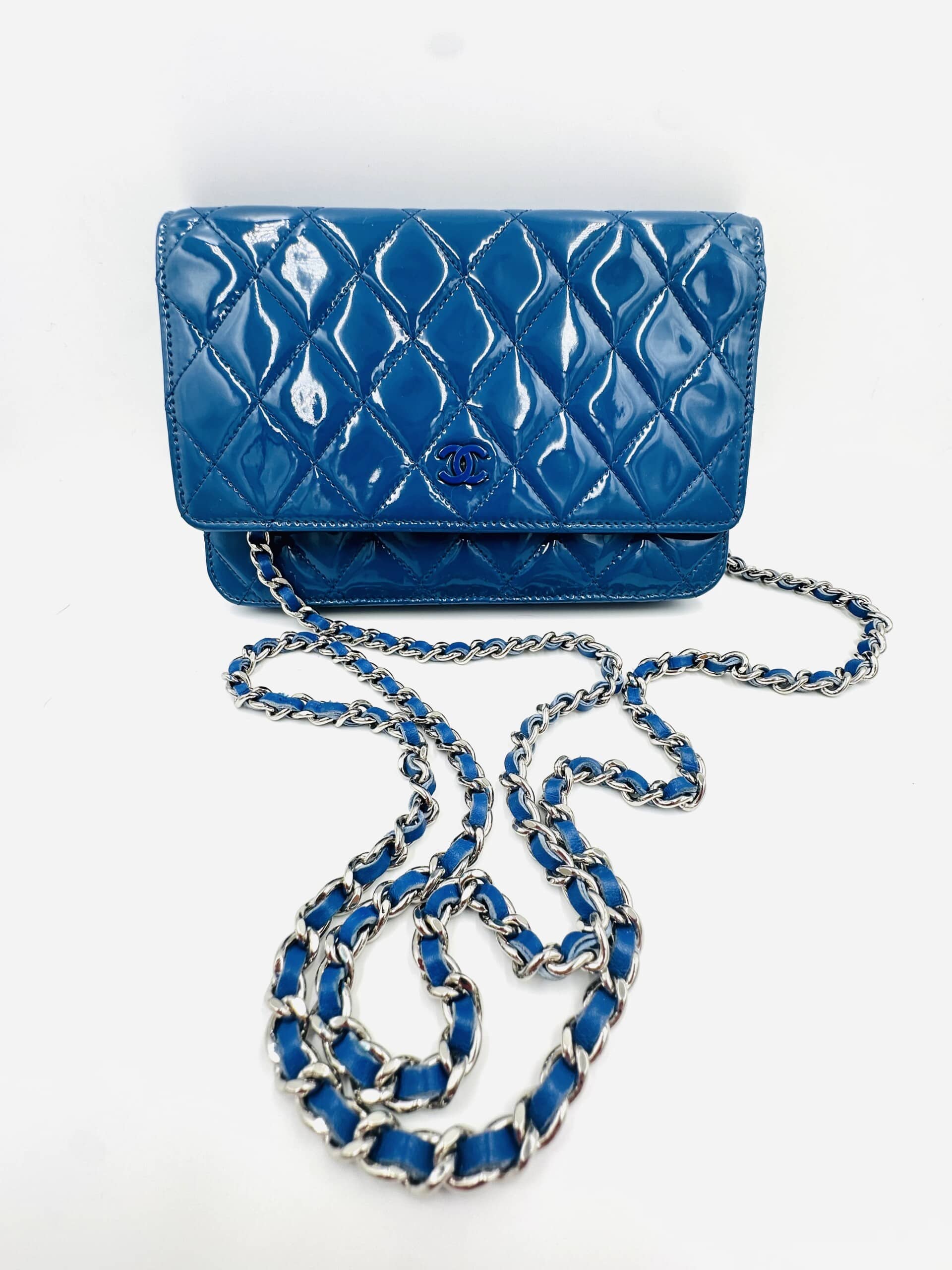 Wallet on Chain en cuir verni bleu - Image 8