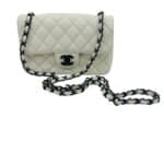 Sac Timeless/classique small en cuir blanc - Thumbnail Image 2